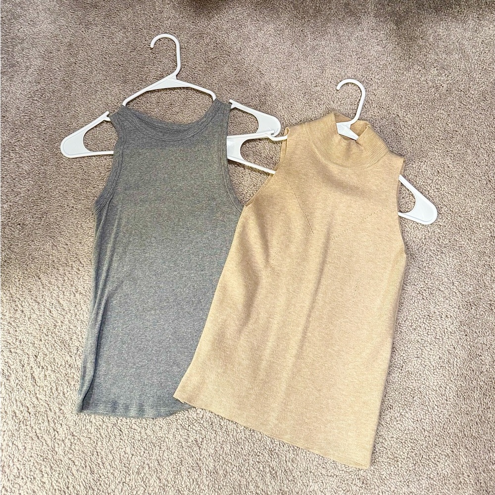 Amazon Women's Sleeveless Tops - Gray and Tan